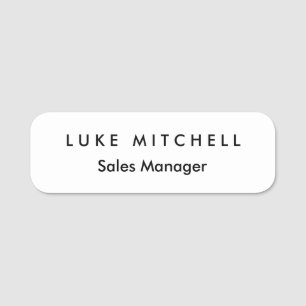 Simple Plain Trendy White Professional Creative Name Tag