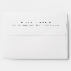 Simple Plain Two Line White Modern Wedding Envelope