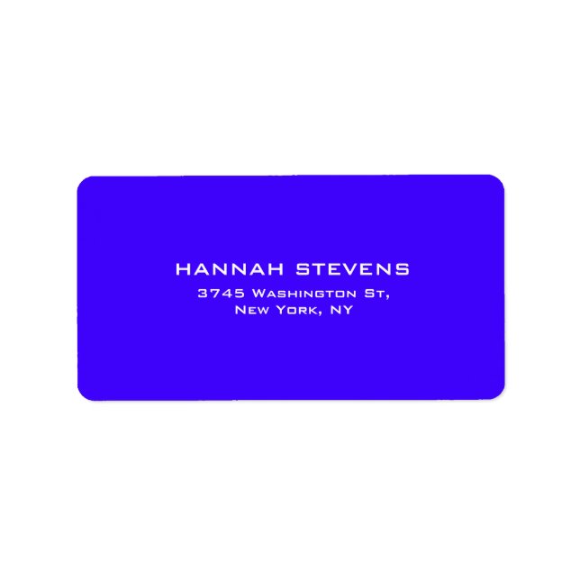 Simple Plain Ultramarine Blue Elegant Modern Label (Front)