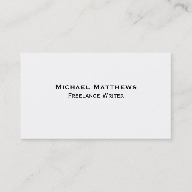 Simple Plain Unadorned Black and White Custom Business Card (Front)