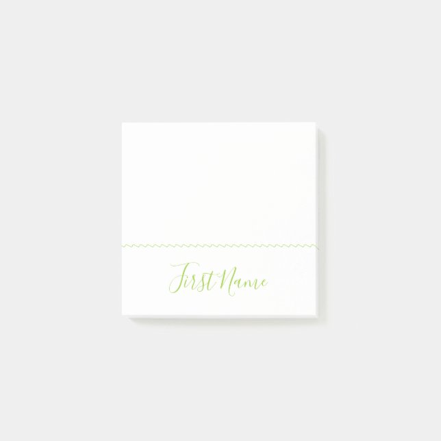 Simple, Plain, White Background w/ Green Name Post-it Notes (Front)