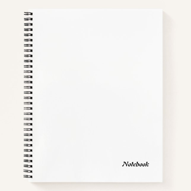 Simple Plain White Customisable Name  Notebook (Front)