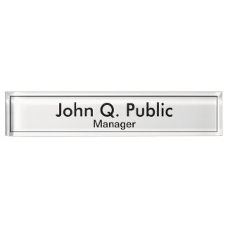 Simple Plain White Desk Nameplate