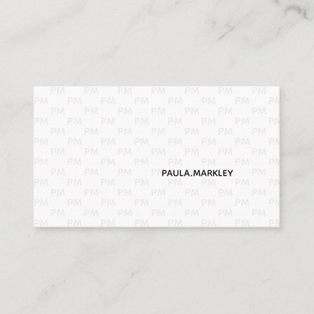 Simple Plain White Grey Modern Monogram Pattern Business Card (Front)