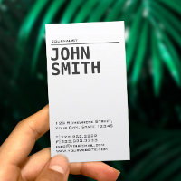Simple Plain White Journalist Business Card