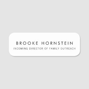 Simple Plain White Name Tag