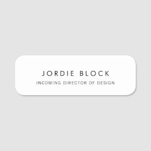Simple Plain White Name Tag