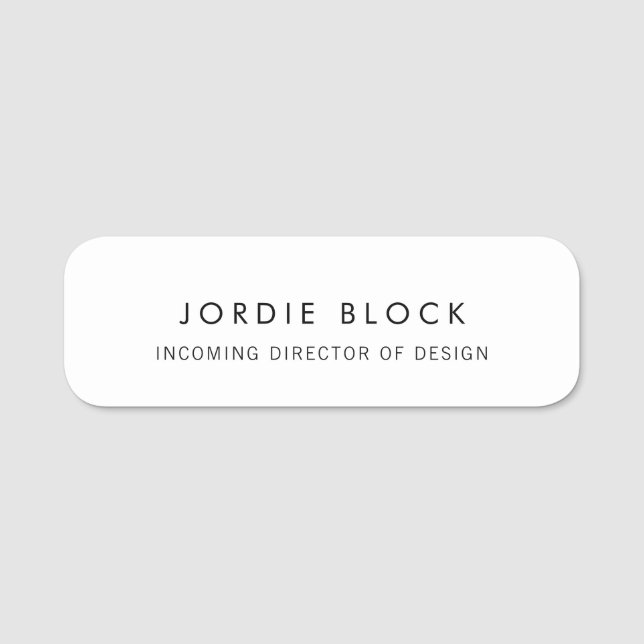 Simple Plain White  Name Tag (Front)