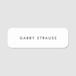 Simple Plain White  Name Tag