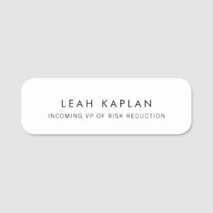 Simple Plain White  Name Tag