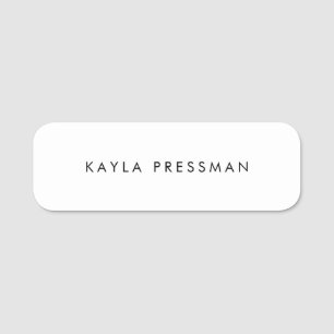 Simple Plain White Name Tag
