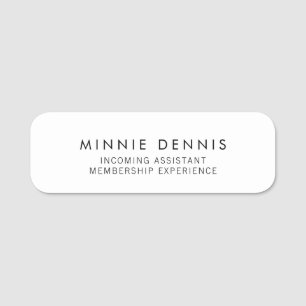 Simple Plain White Name Tag