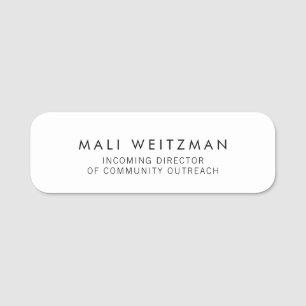 Simple Plain White  Name Tag