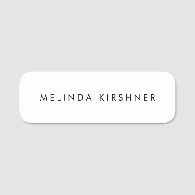 Simple Plain White  Name Tag (Front)