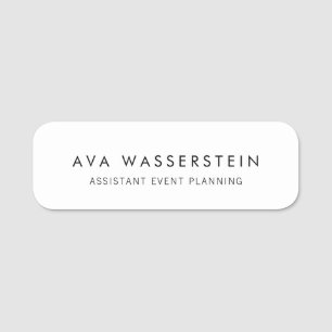 Simple Plain White  Name Tag