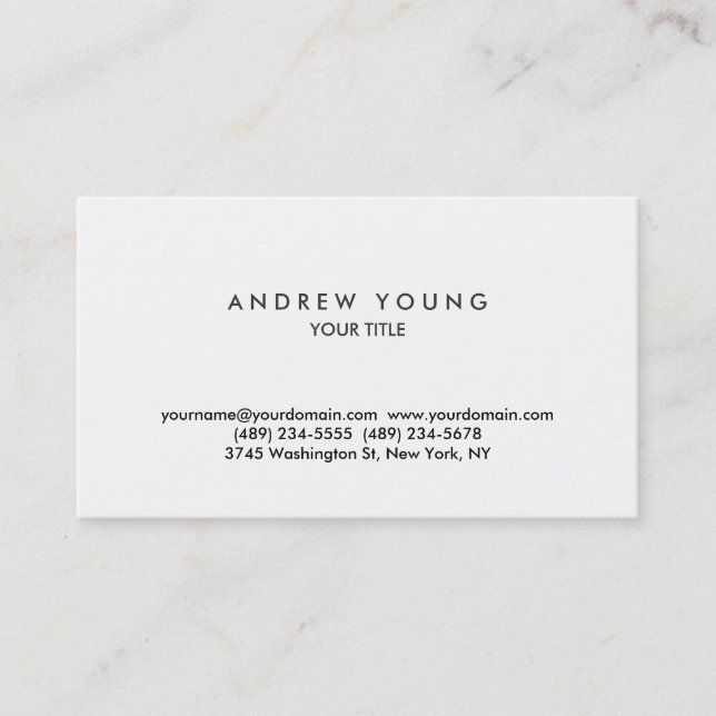 Simple Plain White Professional Business Card (Front)