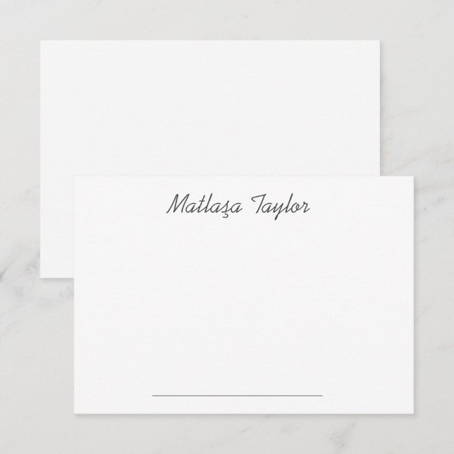 Simple Plain White Script Personalised  Card (Front/Back)