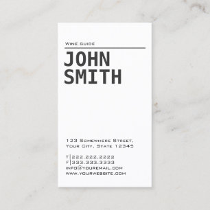 Simple Plain Wine Tasting Business Card