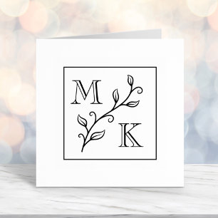 Simple Plant Monogram Initials Wedding Couple Self-inking Stamp