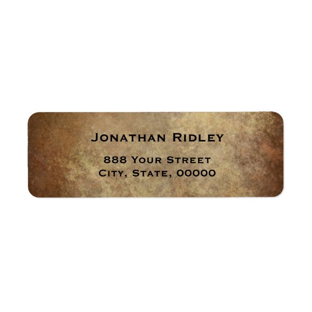 Simple Plate Metalic Copper Return Address Label (Front)