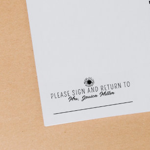 Simple Please Sign and Return Custom Teacher Rubber Stamp