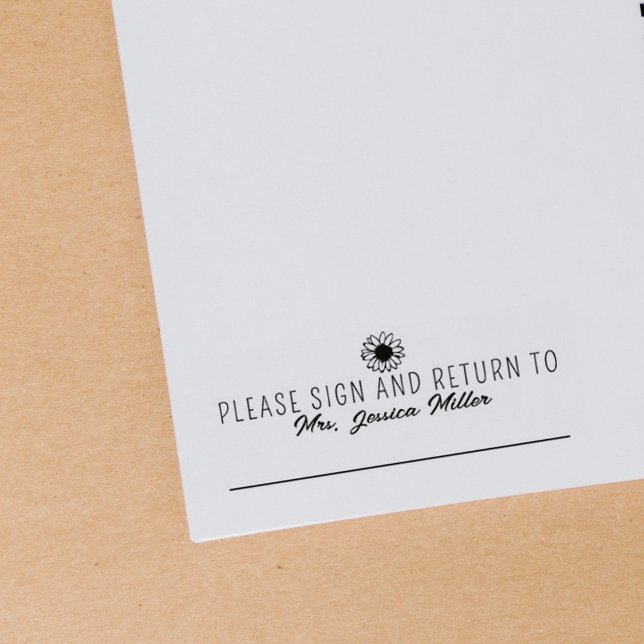 Simple Please Sign and Return Custom Teacher  Rubber Stamp (Creator Uploaded)
