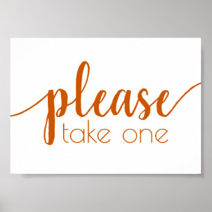Simple Please Take One   Fall Orange Any Event Poster