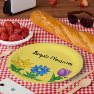 Simple Pleasures Garden Flowers Yellow Paper Plate