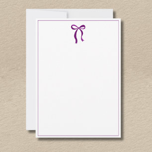 Simple Plum Purple Bow Thin Border No text Card