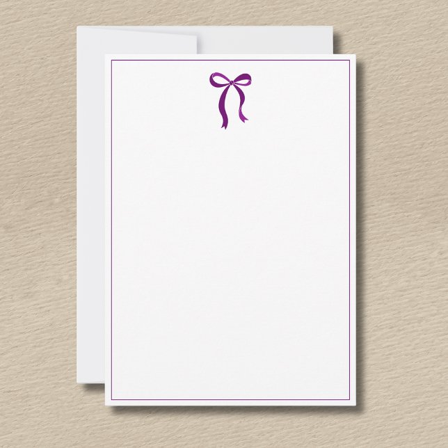 Simple Plum Purple Bow Thin Border No text Card (Creator Uploaded)