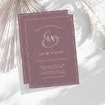 Simple Plum Purple Monogram Wedding Invitation<br><div class="desc">Simple Plum Purple Monogram Wedding Invitation. Stylishly impress your wedding guests with this trendy dark purple wedding invitation featuring a beautiful white script, with the bride and groom's initials on a plum purple background. This Invitation has a stunning mauve design, with modern and minimal vibes, perfect for your simple, trendy,...</div>
