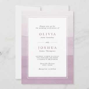 Simple Plum Watercolor Ombre Wedding Invitation