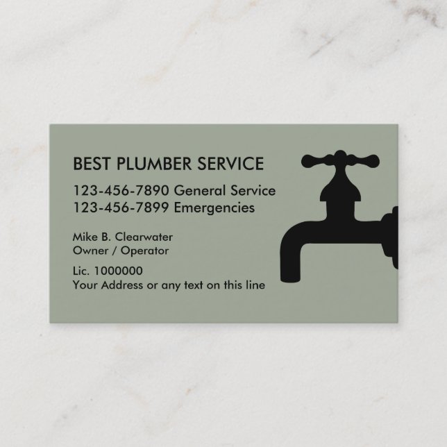 Simple Plumber Business Card (Front)