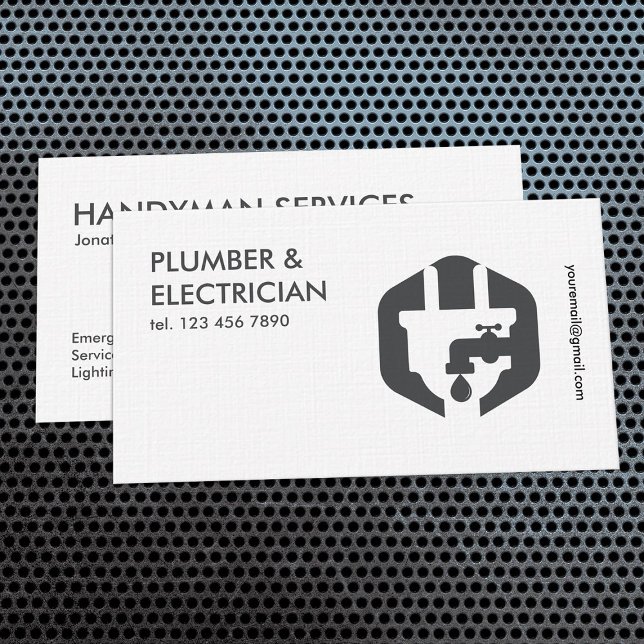 Simple Plumber & Electrician Business Card (Plumber & Electrician Business Cards)