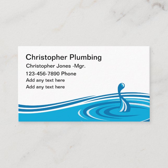 Simple Plumber New Business Cards Water Leak (Front)