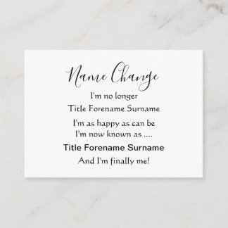 Simple Poem Name Change Enclosure Card