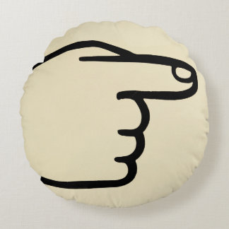 Simple Pointing Hand Manicule Round Cushion