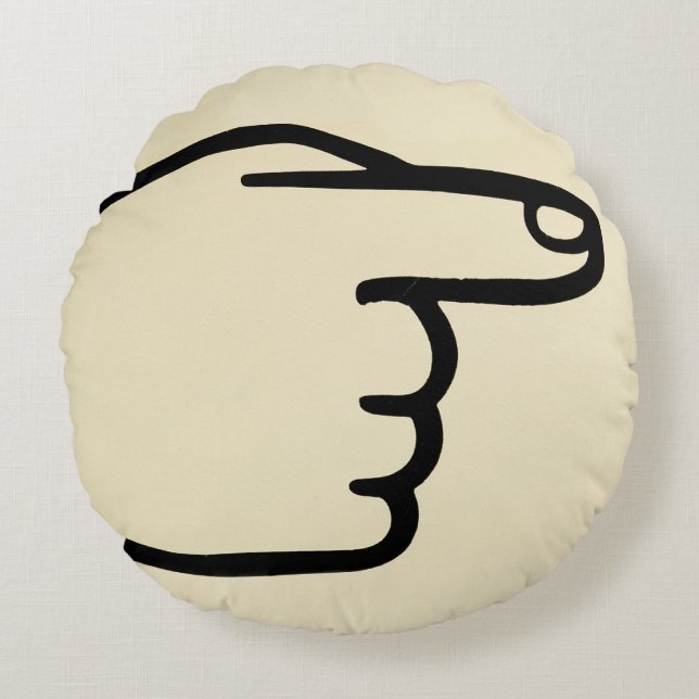 Simple Pointing Hand Manicule Round Cushion (Front)