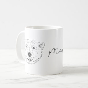 Simple Polar Bear Head Line Art Sketch With Name Coffee Mug