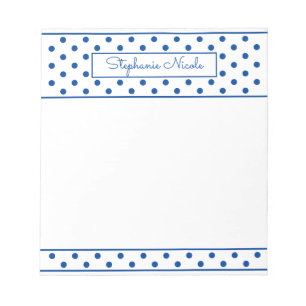 Simple Polka Dot Blue Personalised  Notepad
