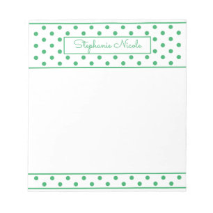 Simple Polka Dot Green Personalised  Notepad