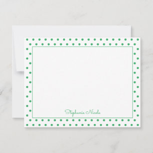 Simple Polka Dot Green Personalised Thin Border  Card