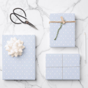 Simple Polka Dot Pattern in Pastel Light Blue Grey Wrapping Paper Sheet