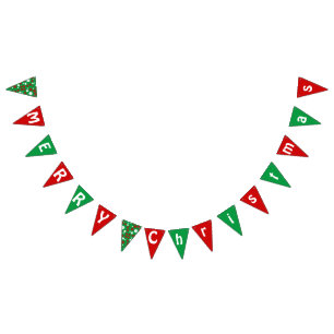 Simple Polka dot RED GREEN MERRY Christmas party Bunting