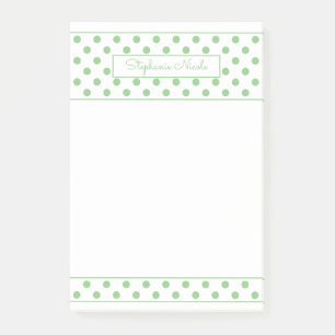 Simple Polka Dot Sage Personalised Border Post-it Notes