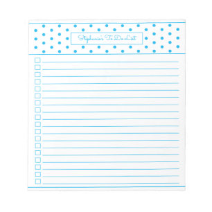 Simple Polka Dot Sky Blue One Column Checklist Notepad