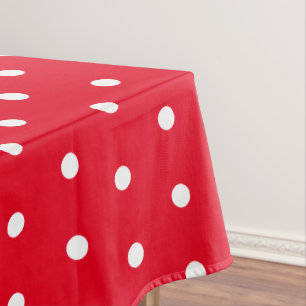 Simple Polka Dots Red and White Tablecloth
