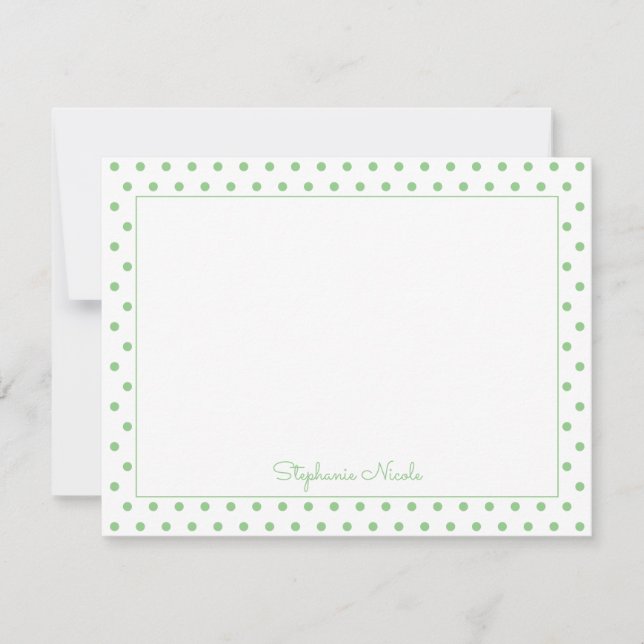 Simple Polka Sage Personalised Thin Line Border Card (Front)