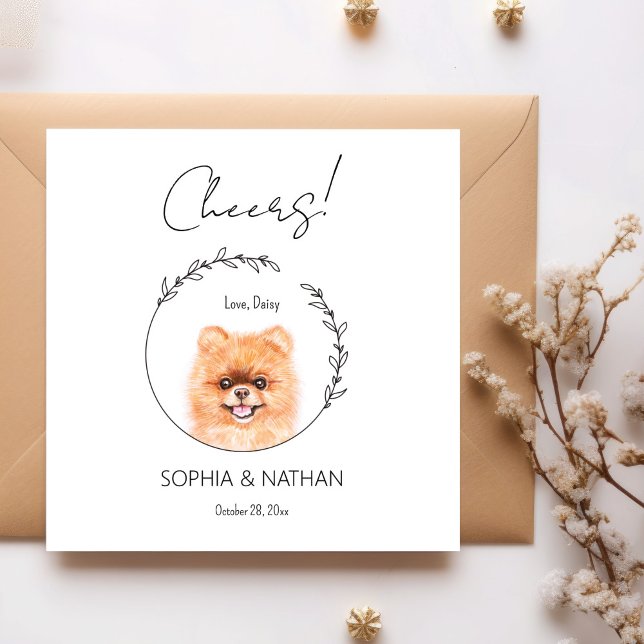 Simple Pomeranian Dog Wedding Cocktail Napkins (Creator Uploaded)