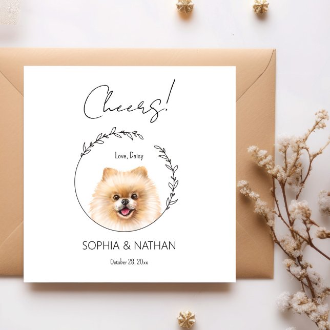 Simple Pomeranian Dog Wedding Cocktail Napkins (Creator Uploaded)